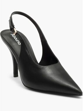 Abound Black Pointed Toe Slingback Heel with Gold Buckle